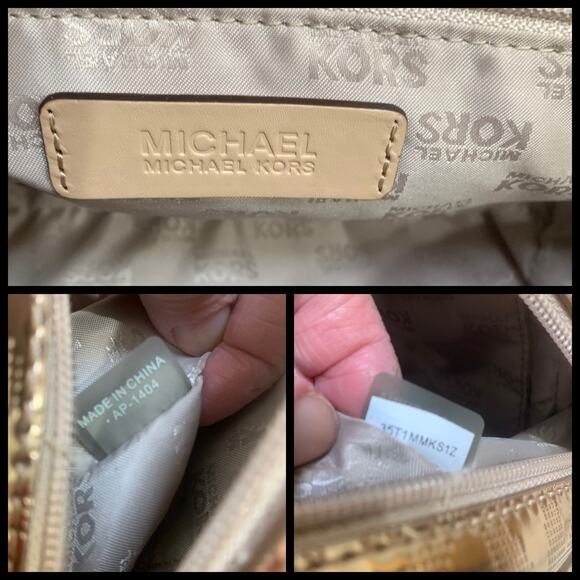 MICHAEL KORS Pink Gold Rose Gold Mirror Metallic Small Satchel w/Strap - Picture 8 of 16